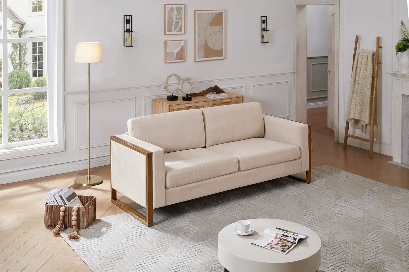 Modern 3-Seater Sofa With Solid Wood Legs by HouseOfZazla