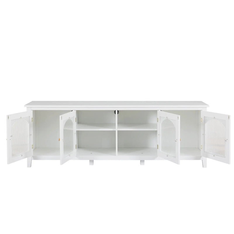 StylishTVcabinet Entertainment CenterTV Stand, TVconsoletable, Media Console, Solidwood Frame, Changhong Glass Door, Metal Handle by HouseOfZazla