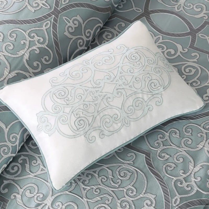 12 Piece Comforter Set with Cotton Bed Sheets Blue King by HouseOfZazla