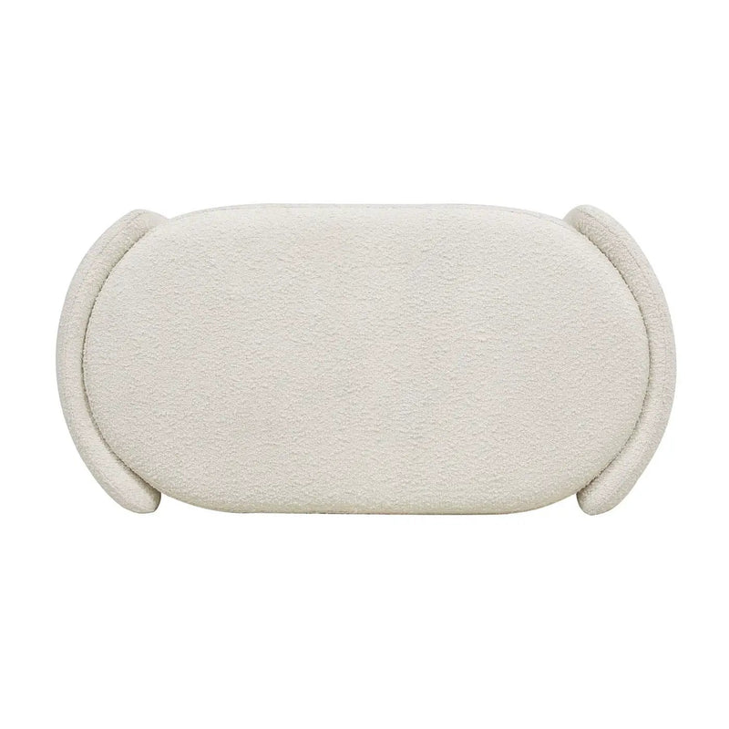 Fuji - Oval Storage Bench, Upholstered - Ivory White by HouseOfZazla