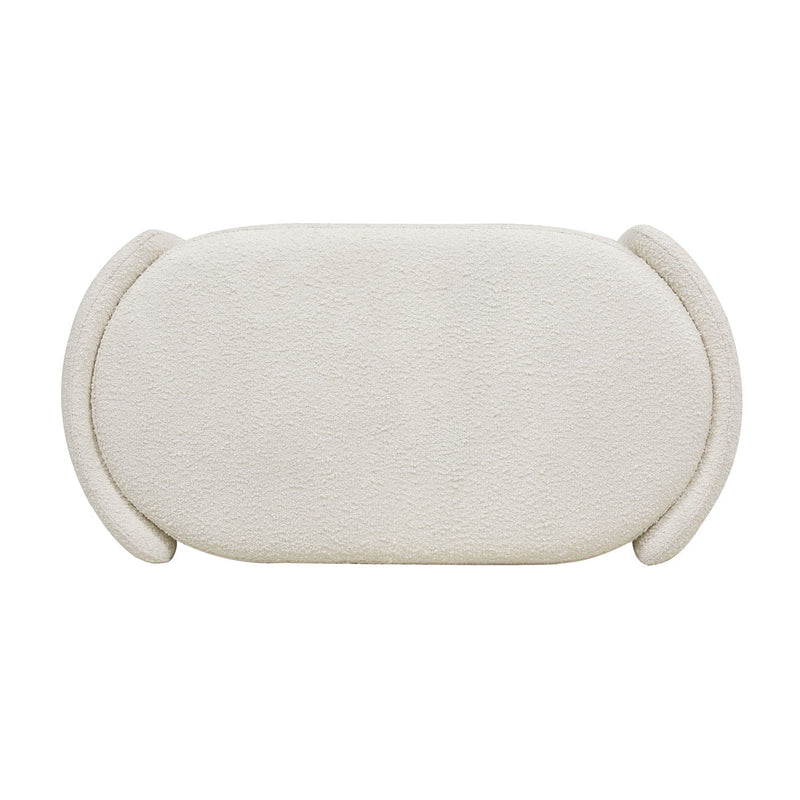 Ivory White Oval Storage Bench with Three-Compartment Interior - Upholstered, photo 6 of 12