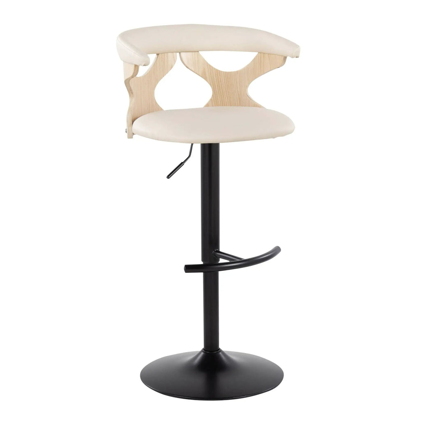 Gardenia - Contemporary Adjustable Barstool With Swivel With Rounded T Footrest (Set of 2) by HouseOfZazla