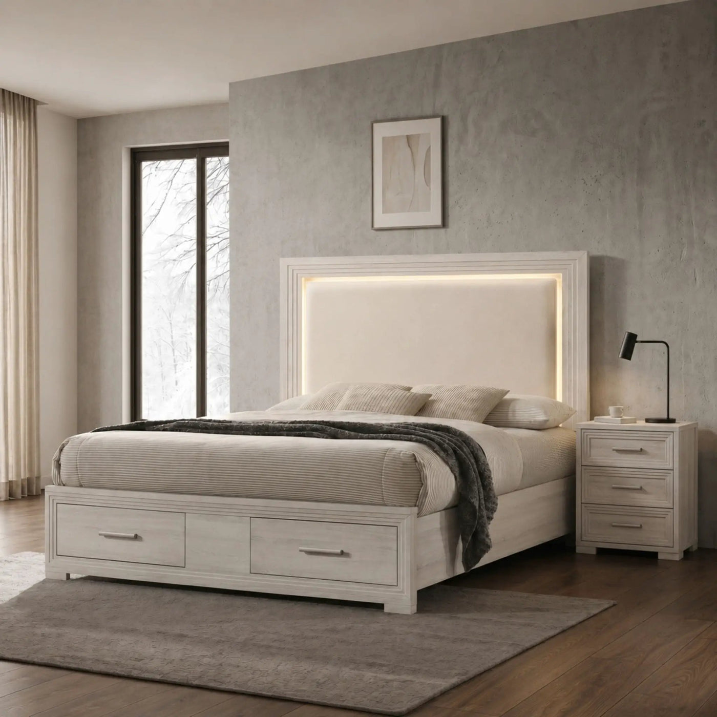 Colorado - Bed With Upholstered LED Headboard by HouseOfZazla