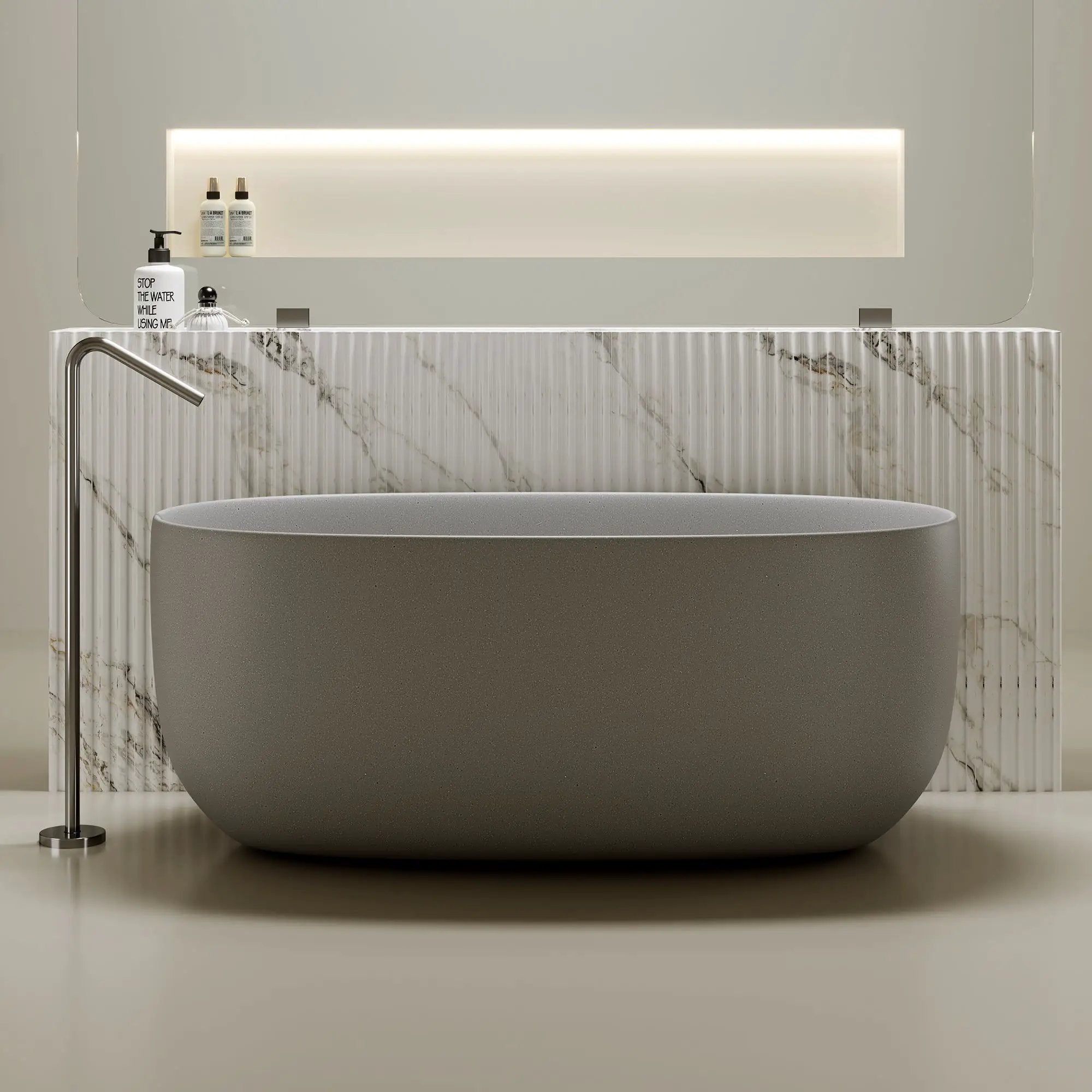 47'' Freestanding Bathtub Resin Stone Soaking Bathtub by HouseOfZazla