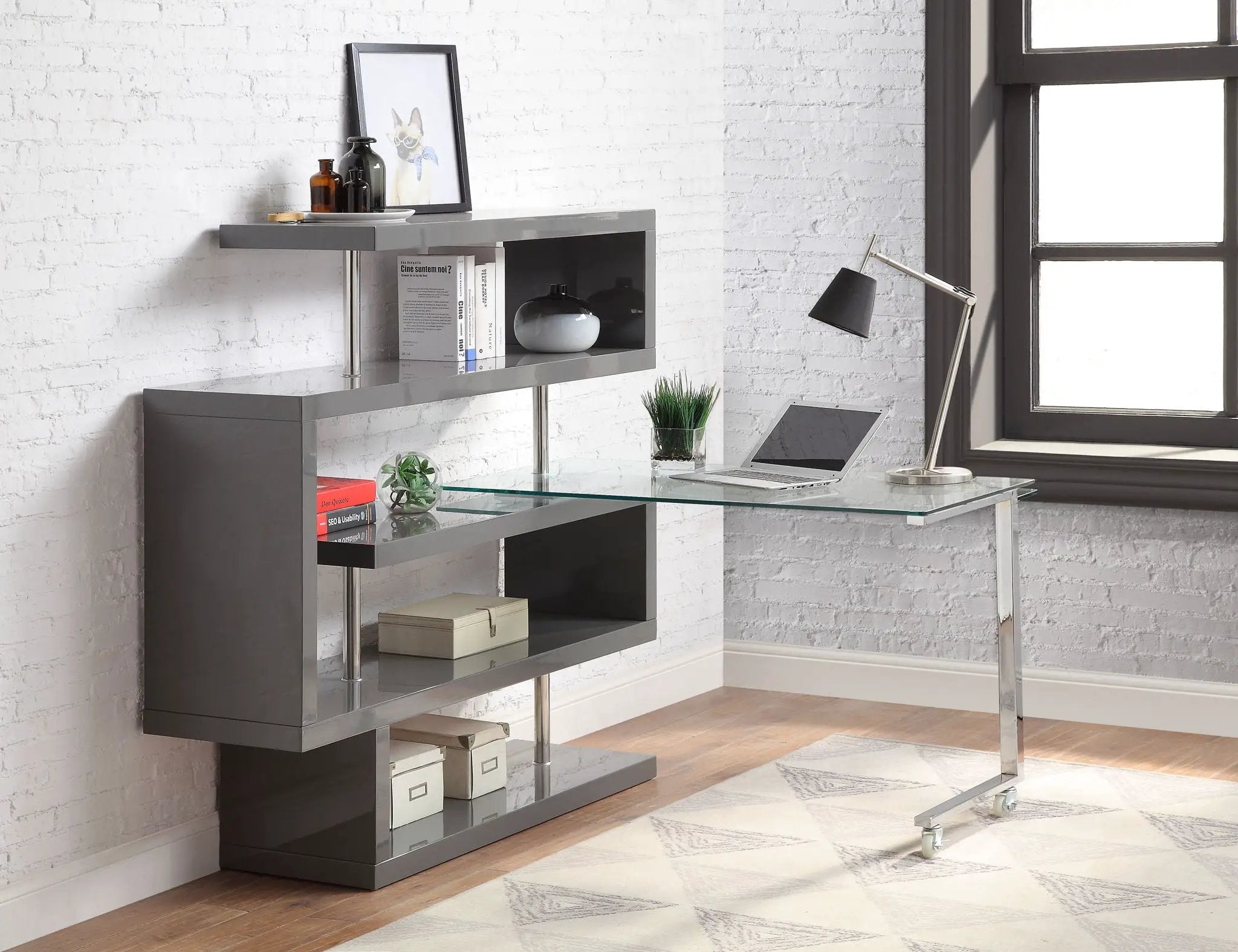 Buck II - Writing Desk With Bookshelf by Unique Piece Furniture