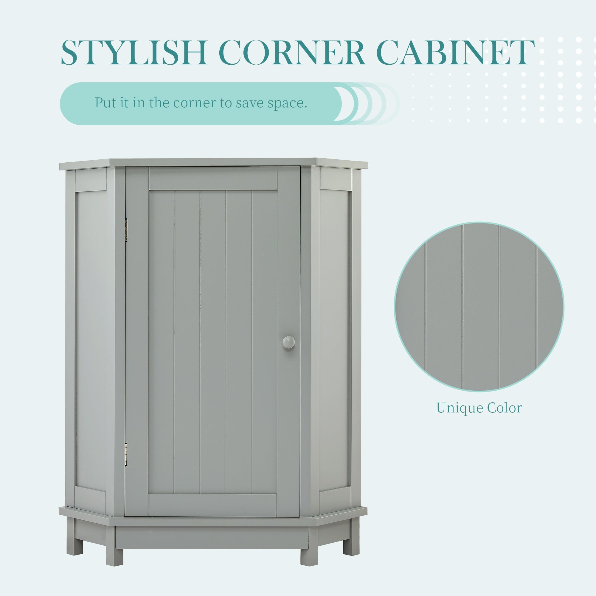 Grey Bathroom Cabinet Triangle Corner Storage With Adjustable Shelf by HouseOfZazla