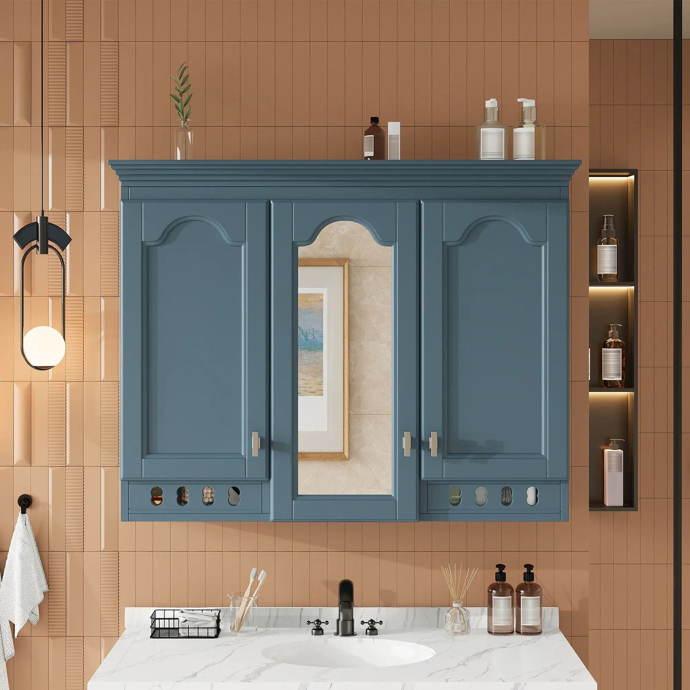 Wall Mount Mirror Cabinet With Adjustable Shelves, Soft Closing Hinges by HouseOfZazla