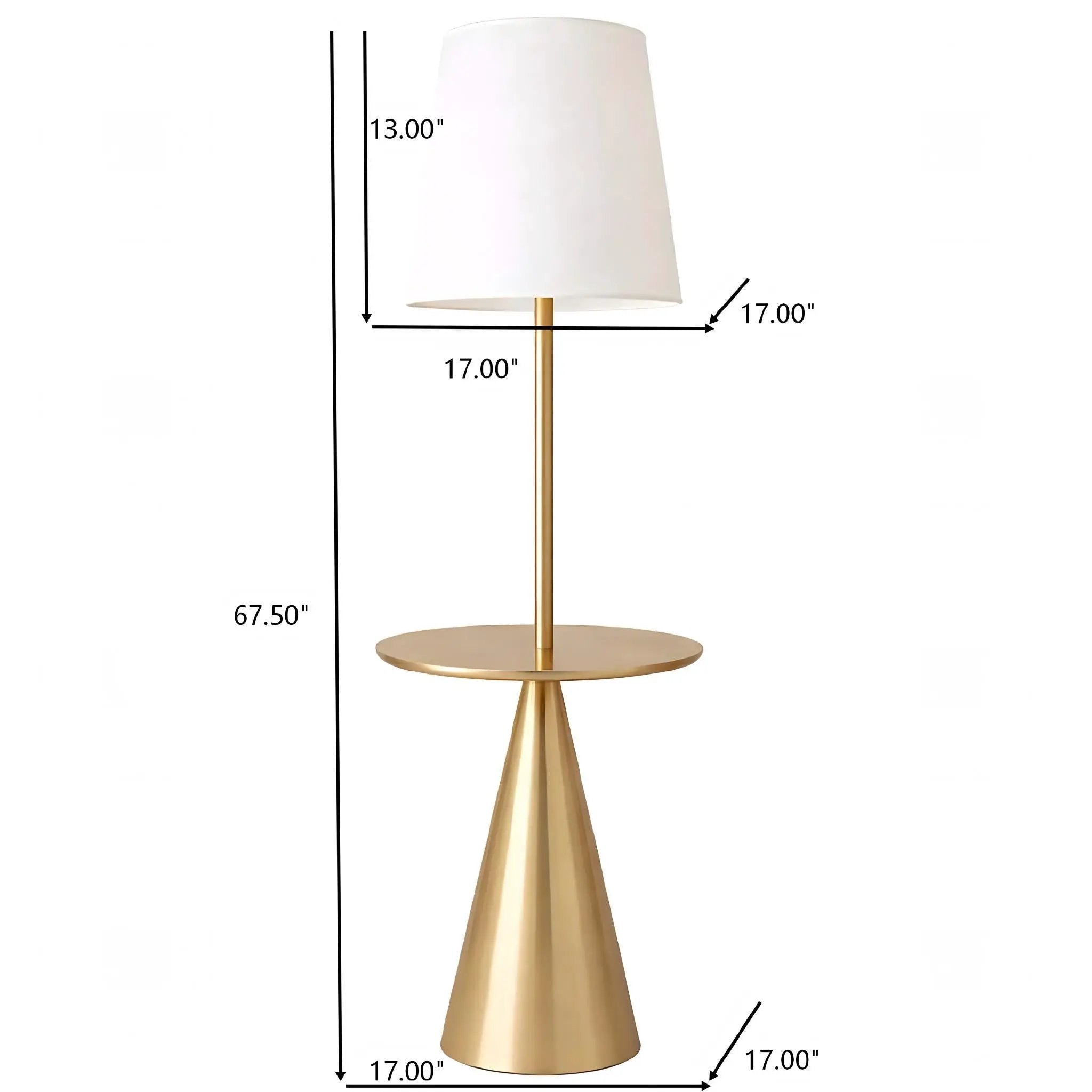 Celestial - Modern Floor Lamp With Accent Table With Large Shade - Gold / White by Unique Piece Furniture