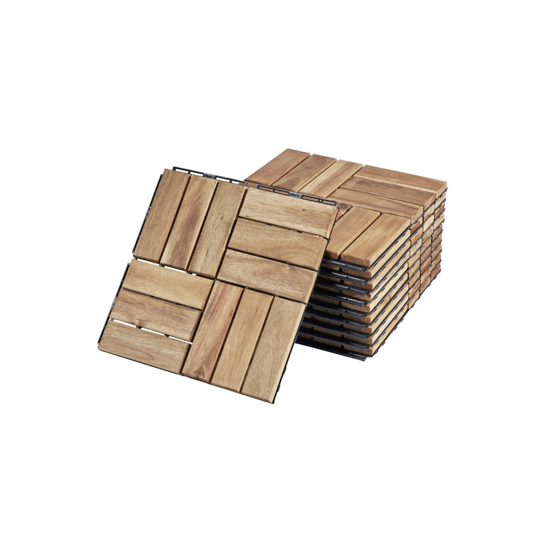Interlocking Deck Tiles Checker Pattern, Square Acacia Hardwood Outdoor Flooring For Patio, Bancony, Pool Side by HouseOfZazla