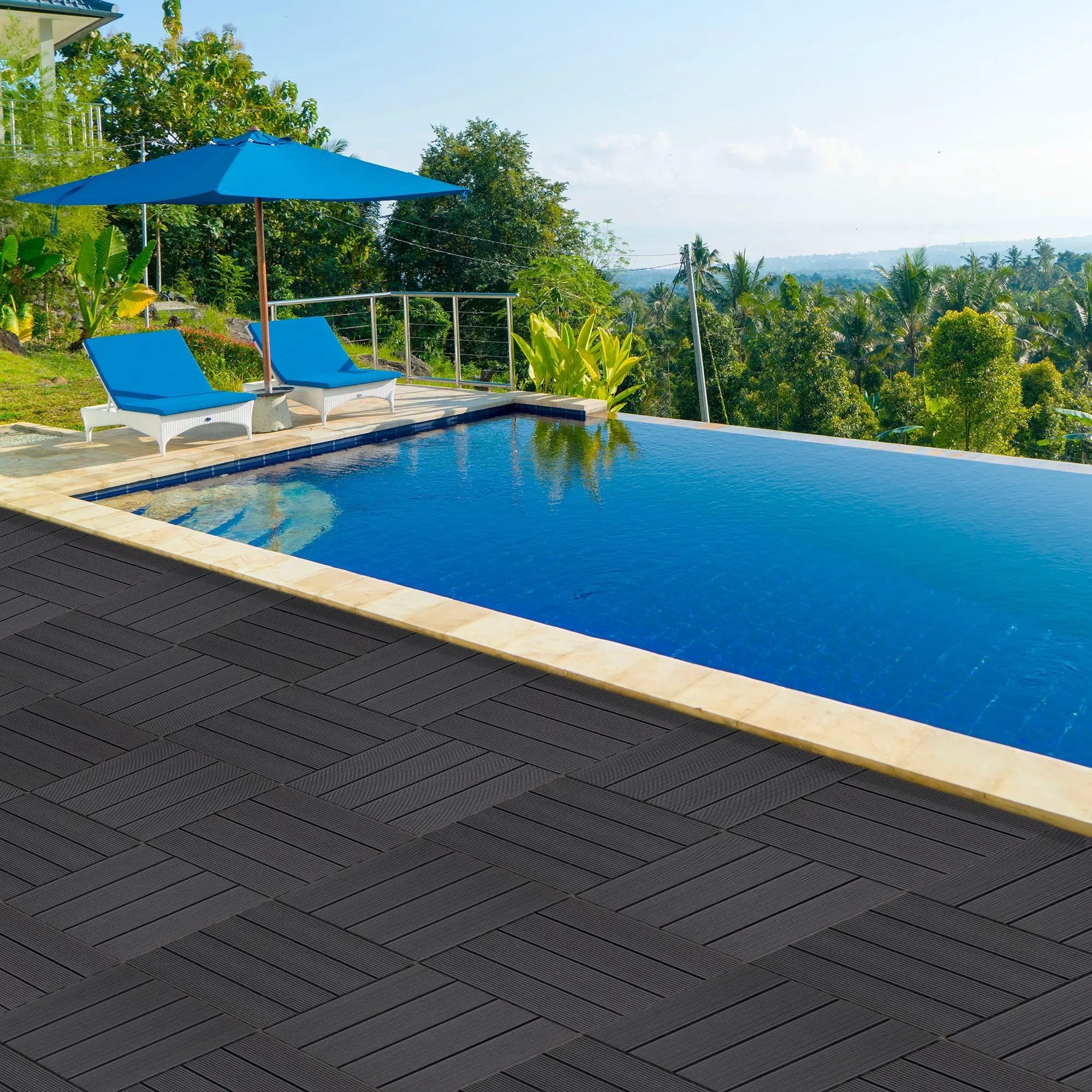 Tiles 9PCS Waterproof Outdoor and Indoor Flooring for Patio, Balcony, Porch, Backyard, Bedroom by HouseOfZazla