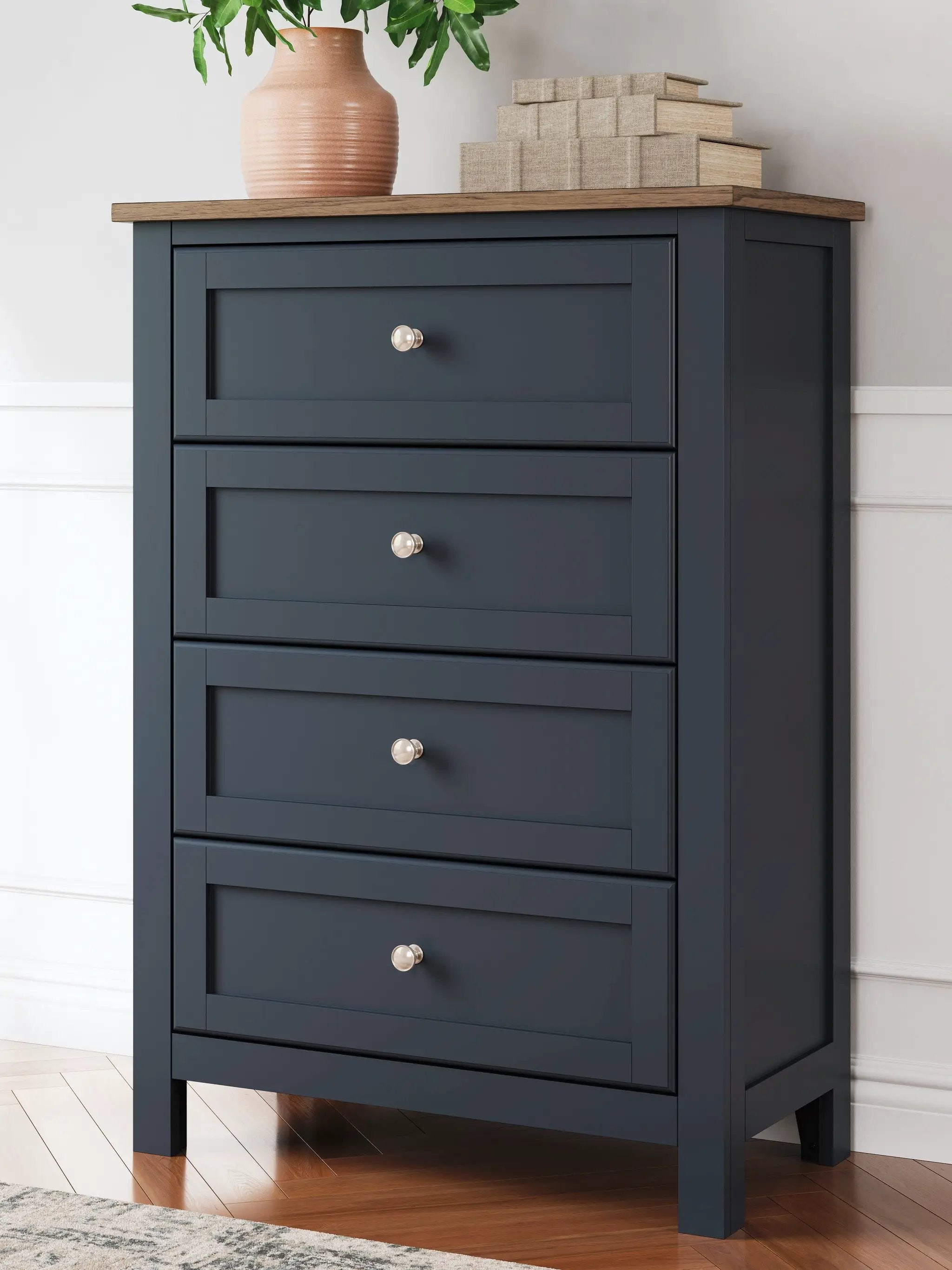 Landocken - Four Drawer Chest - Brown / Blue by Unique Piece Furniture