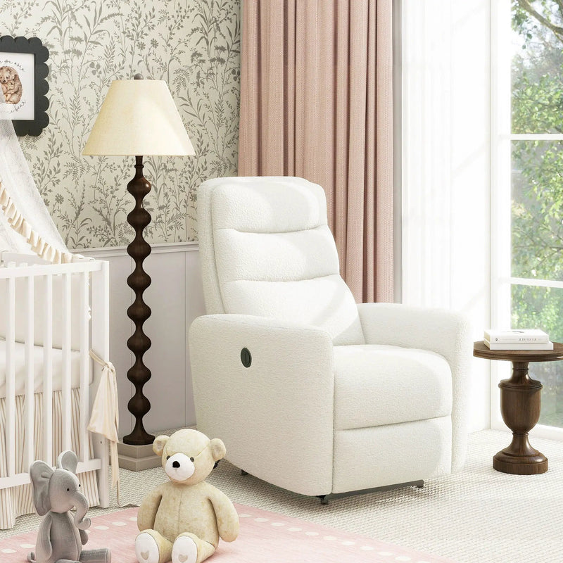 Bloomy - High Back Power Recliner Motion Chair - Chiffon White by HouseOfZazla