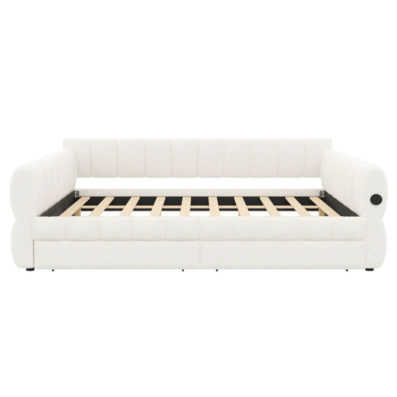 Upholstered Platform Bed With USB Charging And 2 Storage Drawers by HouseOfZazla