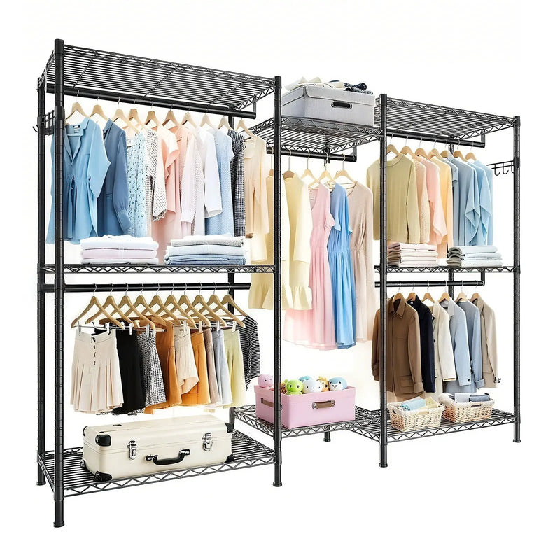 Heavy Duty Garment Rack With 8 Adjustable Wire Shelves And 5 Clothes Rails by HouseOfZazla