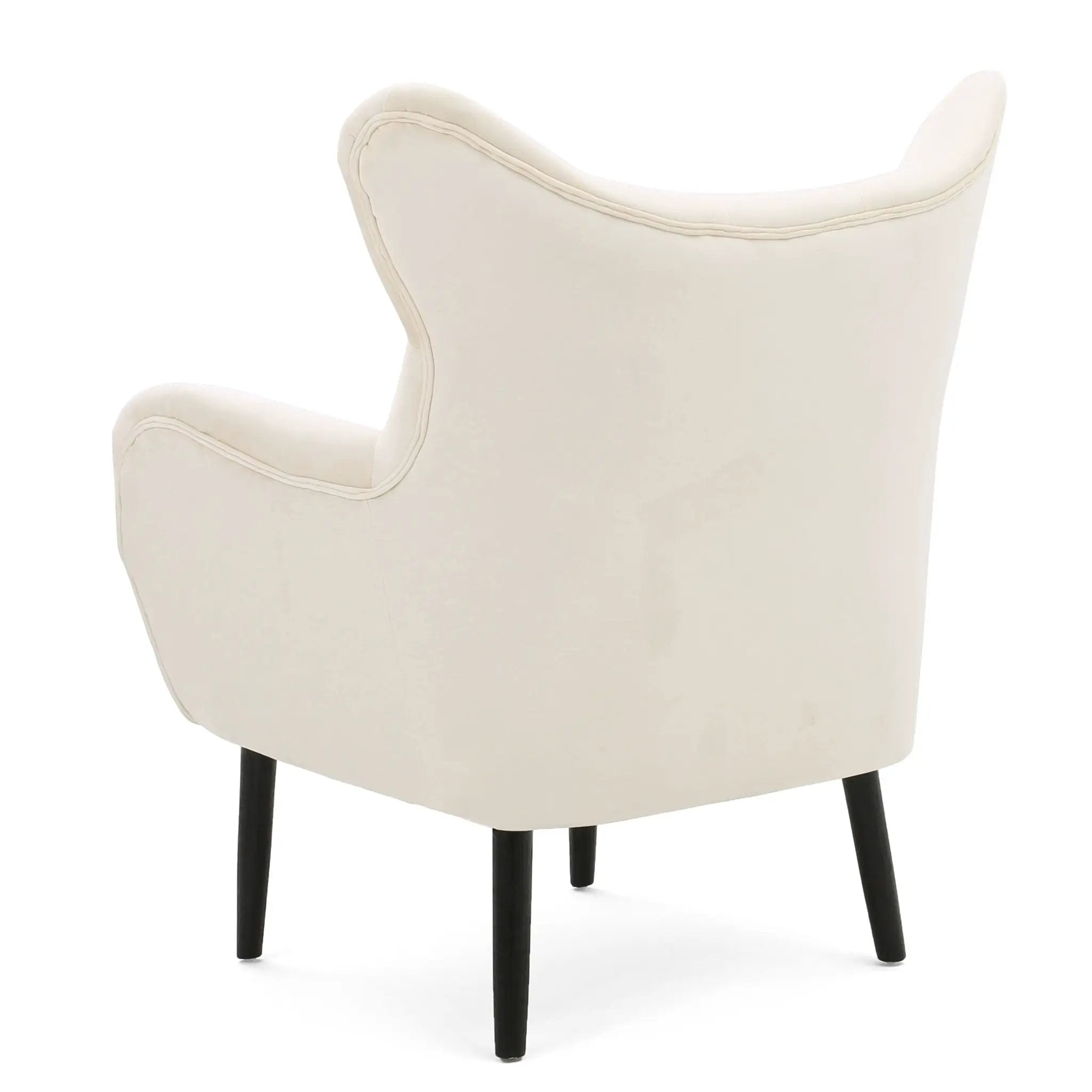 Style Velvet Arm Chair With Wingback And Flared Arms - Ivory by HouseOfZazla