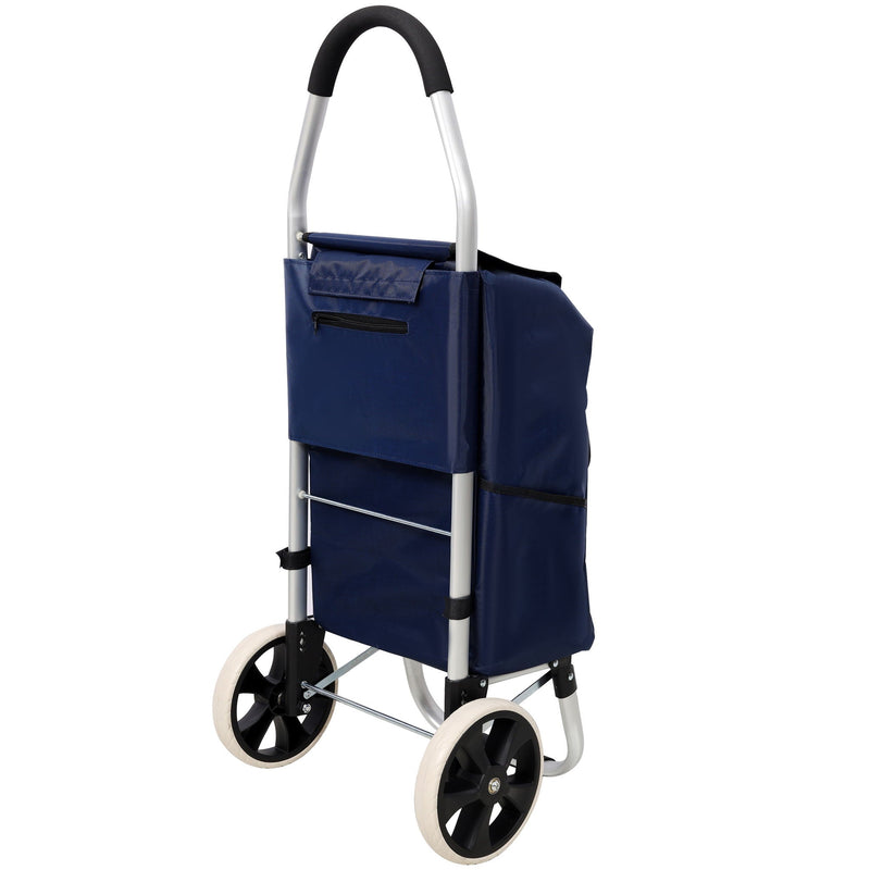 Foldable Shopping Trolley With Wheels And Waterproof Bag - Blue by HouseOfZazla