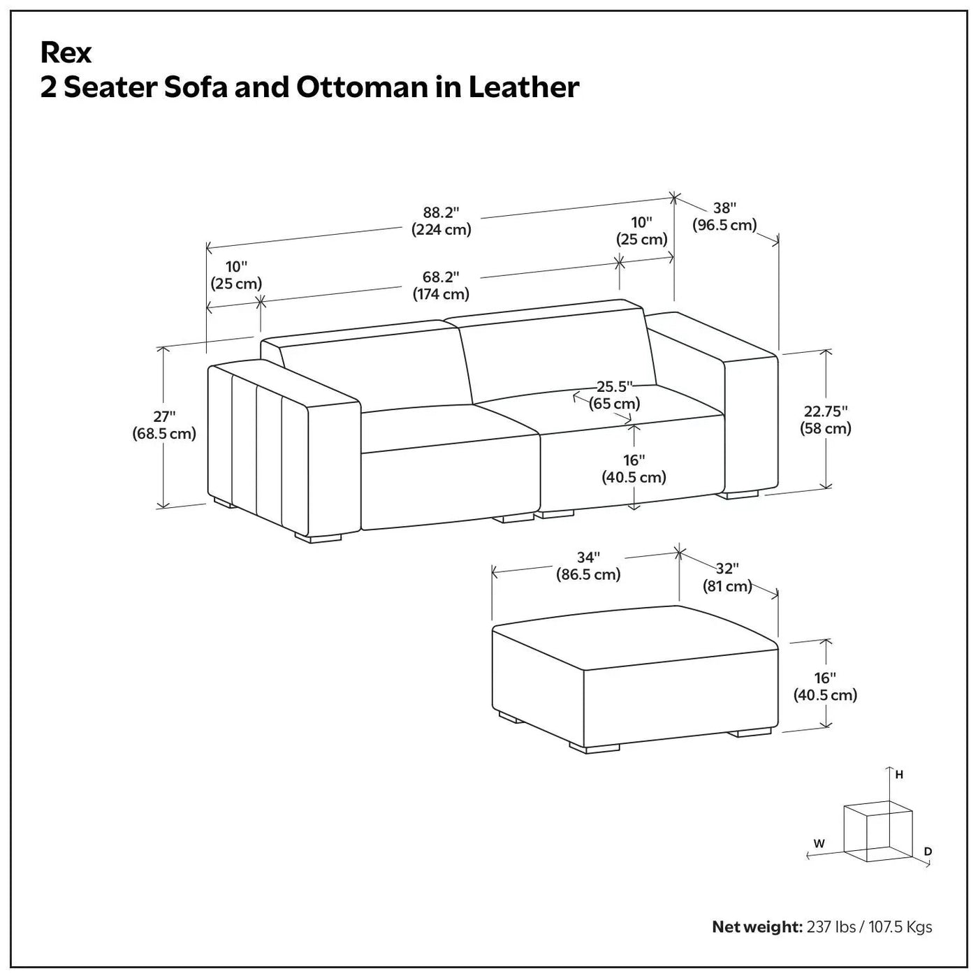 Rex - Handcrafted Sectional Sofa And Ottoman by Unique Piece Furniture