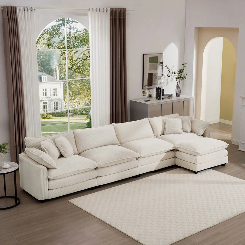 Modern Oversized Modular Cushion Sofa With Ottoman, Low Back, Deep Seating Sofa Set by Unique Piece Furniture