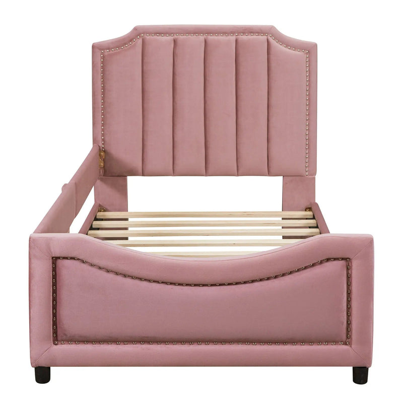 Upholstered Daybed With Classic Stripe Shaped Headboard by HouseOfZazla