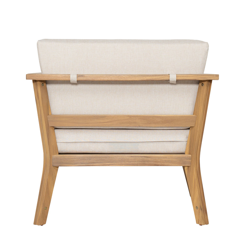 Acacia Wood Outdoor Club Chair with Arms - Removable Cushions, photo 7 of 10