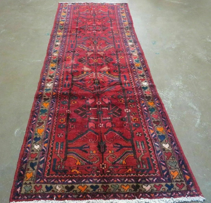 Antique Persian Hamadan Runner 3.4 x 9.7 - Wool, Red and Navy Blue by Jewel Rugs