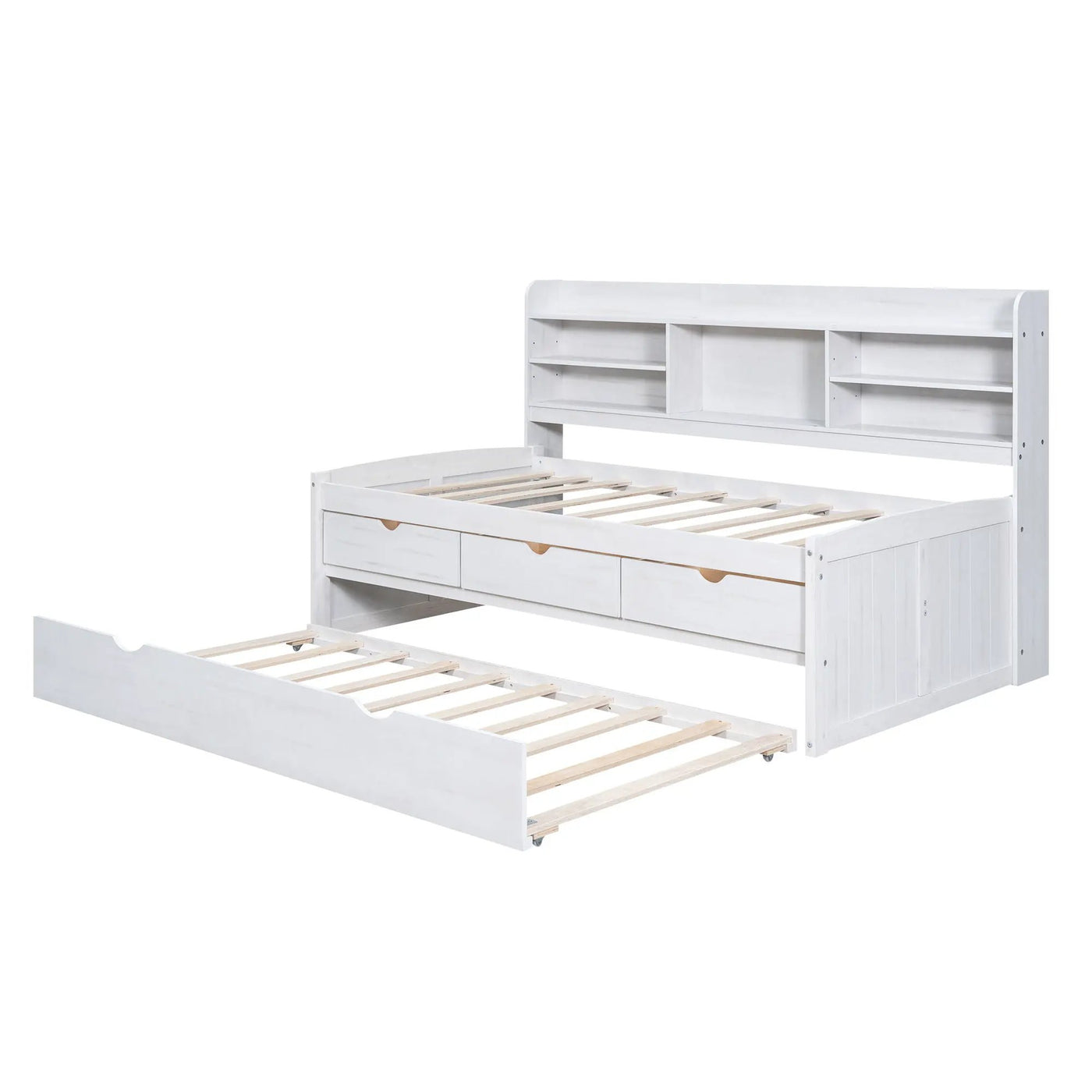 Captain Bed With Built In Bookshelves, 3 Storage Drawers, And Trundle by HouseOfZazla