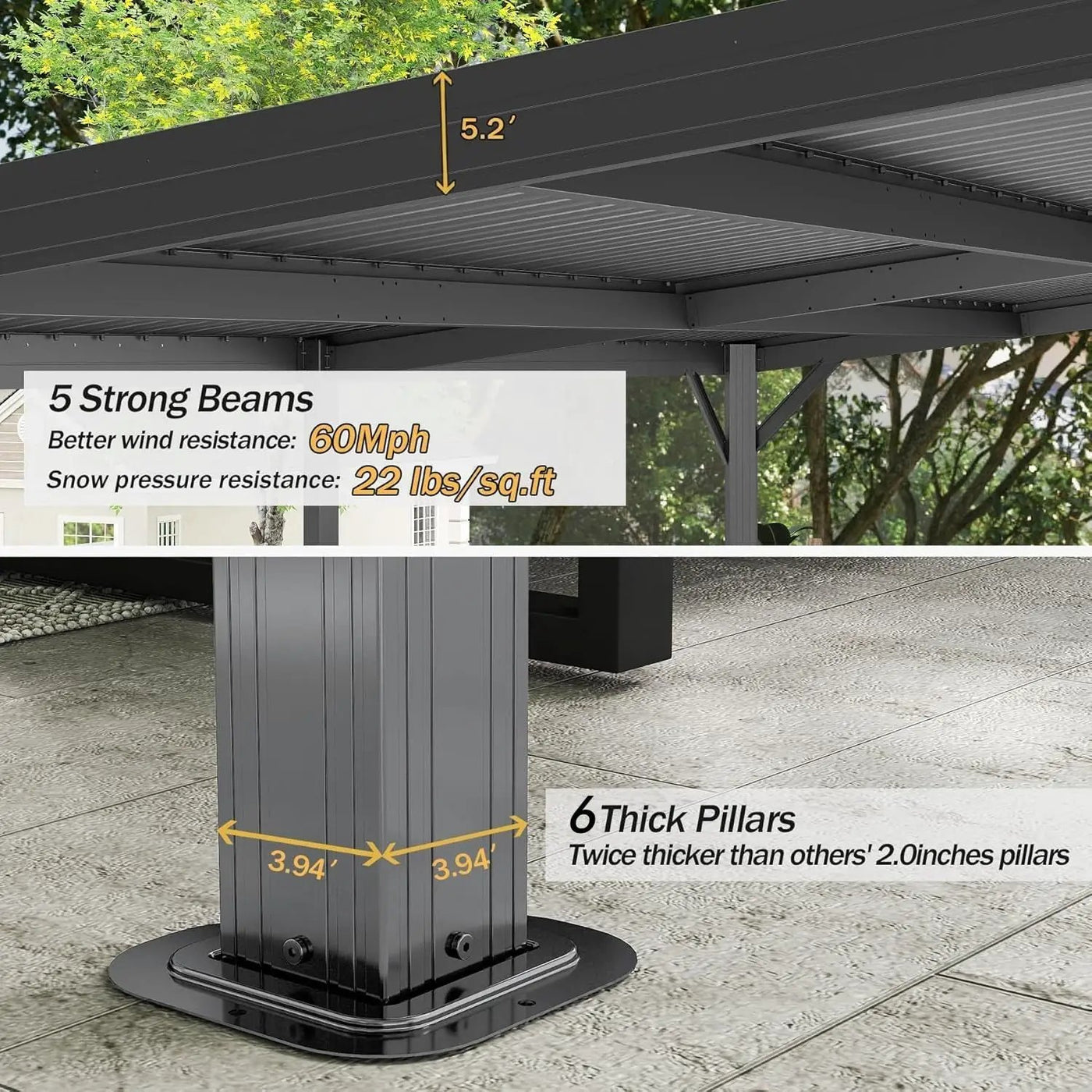 12'x16' Hardtop Lean-To Gazebo with Gutters by HouseOfZazla