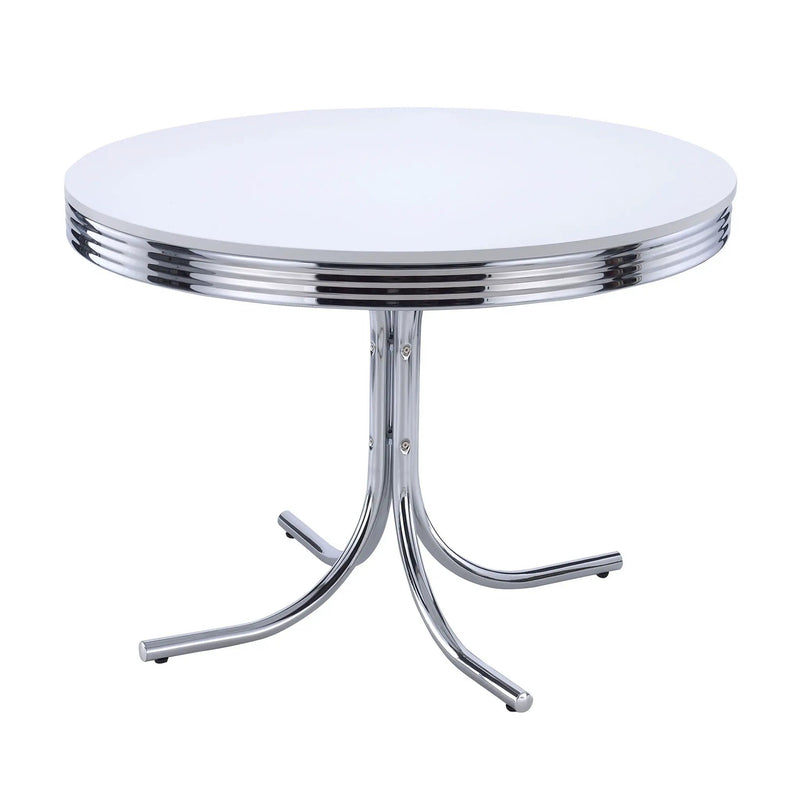 Retro 5-piece Round Dining Table Set White and Black by Unique Piece Furniture