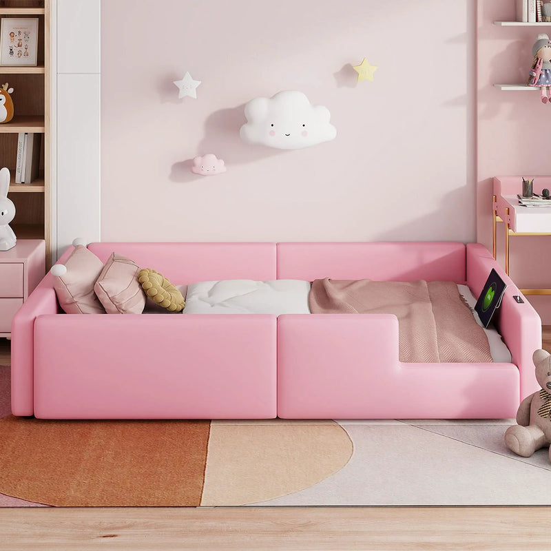 Platform Bed With Guardrail And Charging Station by HouseOfZazla