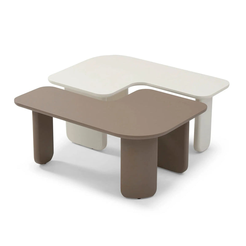 2 Pieces Modular Coffee Table Set, Free Combination - Khaki / White by HouseOfZazla