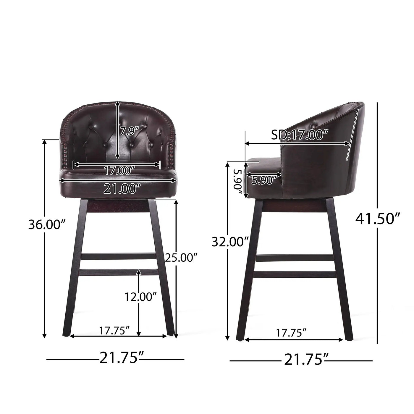 360 Degree Swivel Bar Stool With Stunning Nailhead Trim (Set of 2) by HouseOfZazla