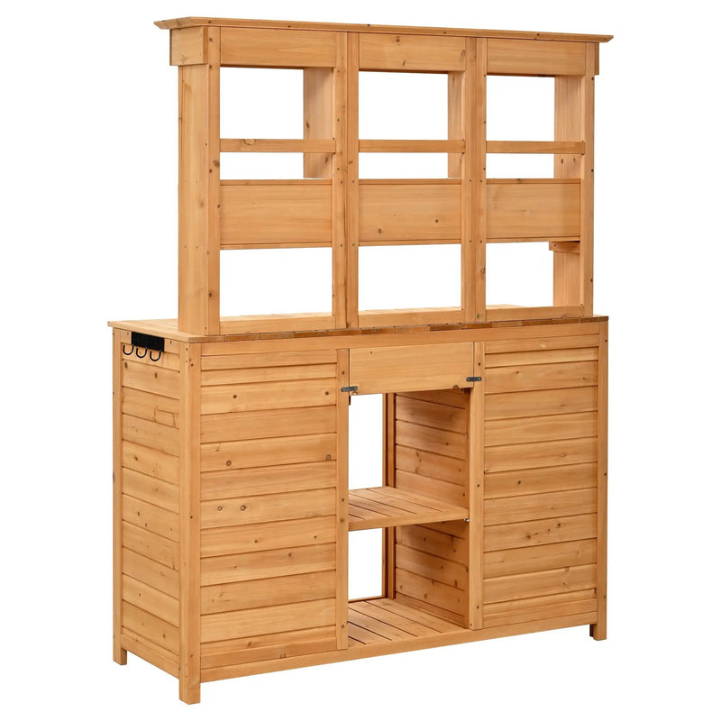 TOPMAX 65.7'' Tall Garden Potting Bench Table with Hutch by HouseOfZazla