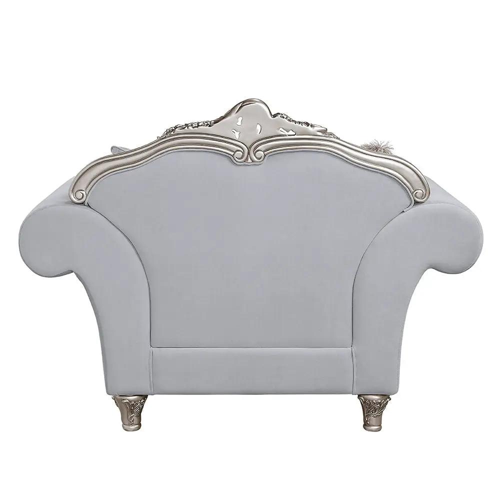 Pelumi - Chair With 3 Pillows - Light Gray Linen & Platinum by Unique Piece Furniture