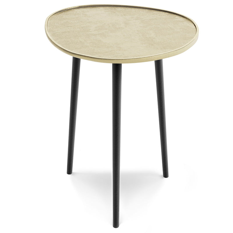 Gold Metal Side Table with Hand-Finished Detailing - Tanner