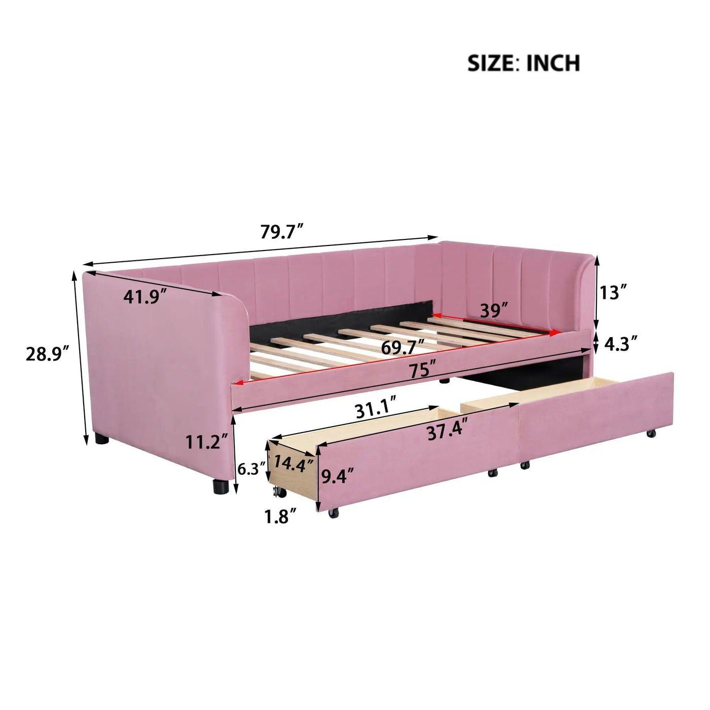 Upholstered Daybed With Ergonomic Design Backrest by HouseOfZazla