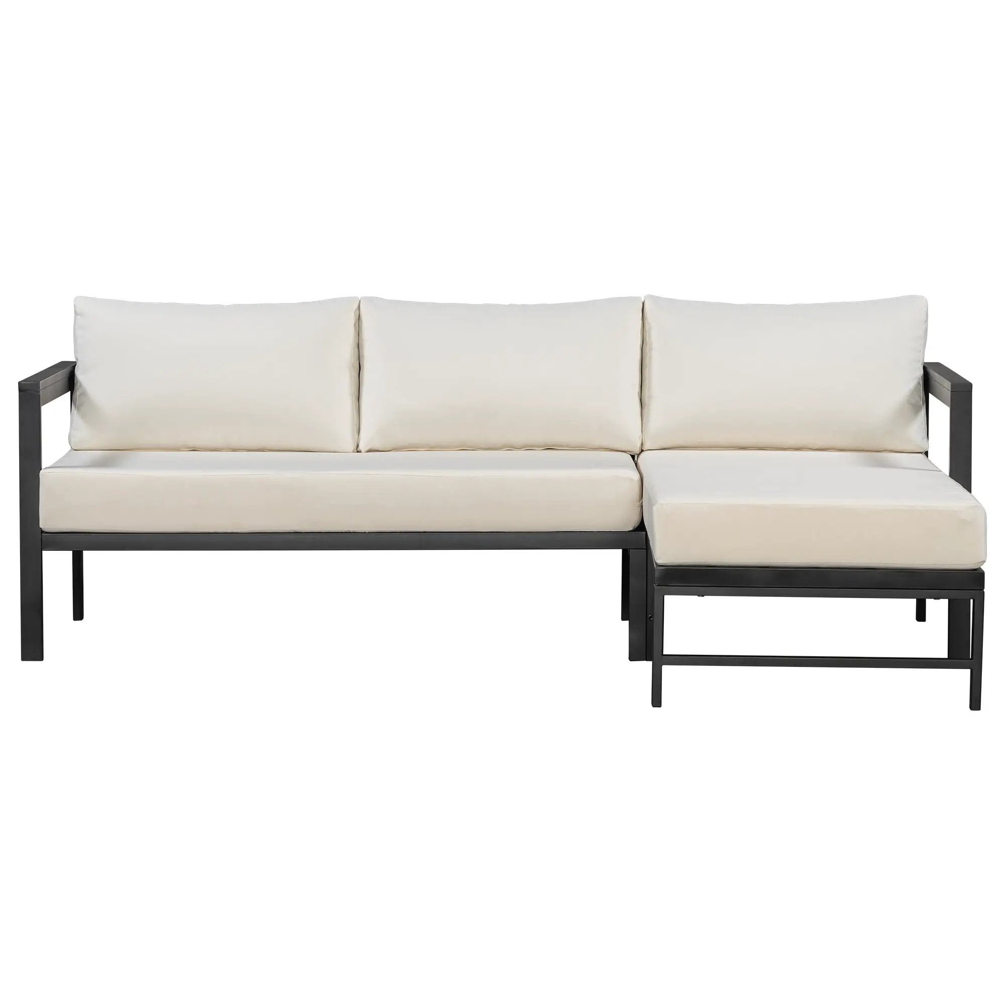 U_style Outdoor L-Shaped Sofa with Iron Frame and Ultra-Thick Cushions by HouseOfZazla
