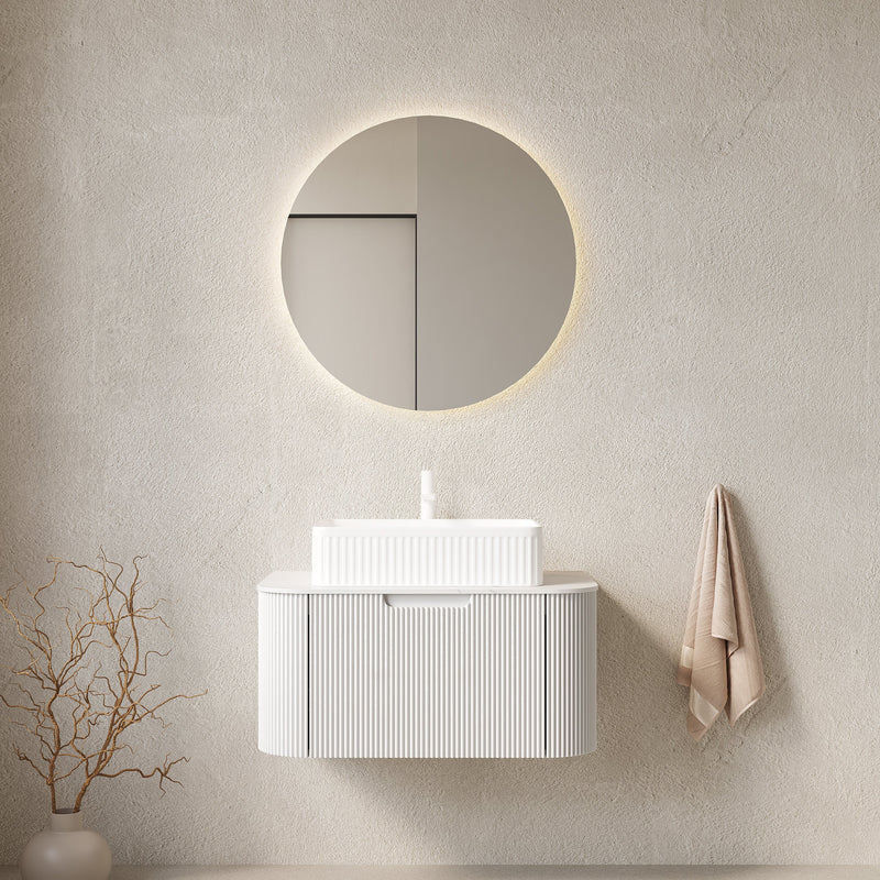 DINA 30" Bathroom Vanity & Sink with Floating Curved Edges and Storage Drawer by HouseOfZazla