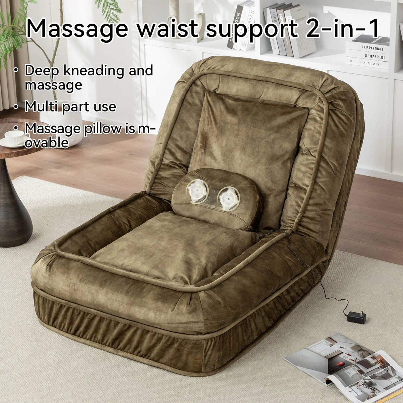 Upholstered Human Dog Bed And Pets, Bean Bag Floor Sofa With Massage Pillow, 5 Adjustable Positions & 2 Soft Pillows by HouseOfZazla