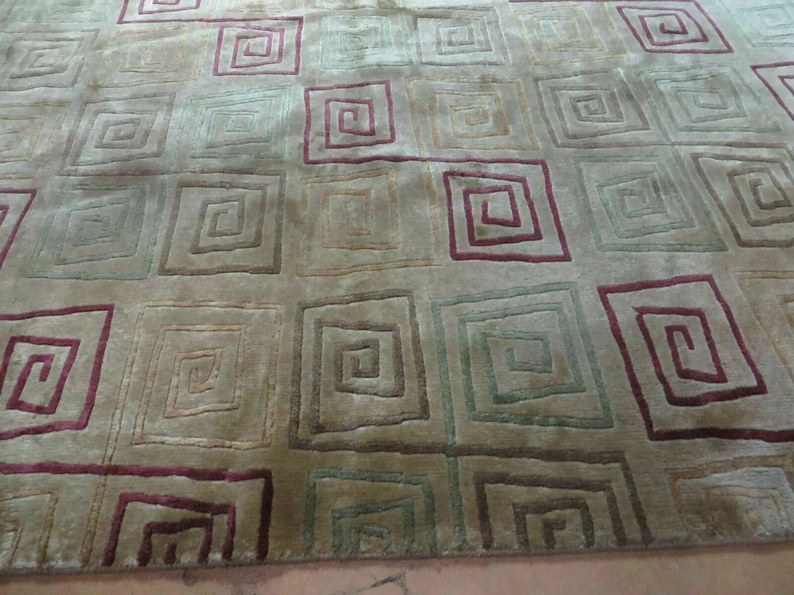 8' X 11' Modern Tibetan Nepal Art Deco Chinese Handmade Wool Silk Rug Abstract by Jewel Rugs