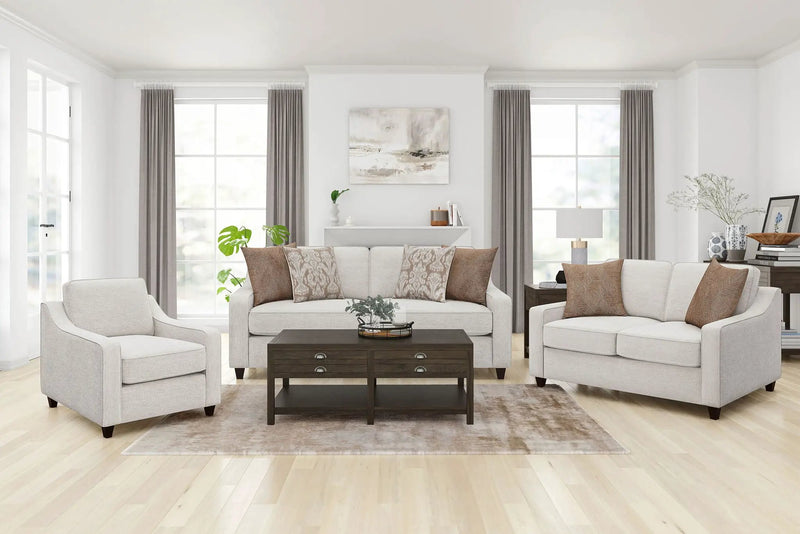Christine 3-piece Upholstered Sloped Arm Sofa Set Beige by Unique Piece Furniture