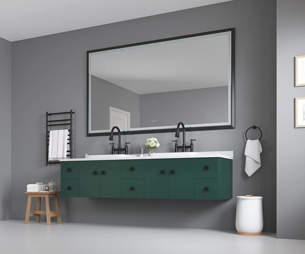 84 x 48 Inch LED Bathroom Mirror with Aluminum Frame by HouseOfZazla