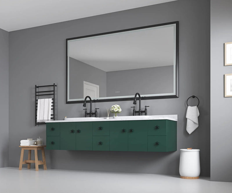 84 x 48 Inch LED Bathroom Mirror with Aluminum Frame by HouseOfZazla