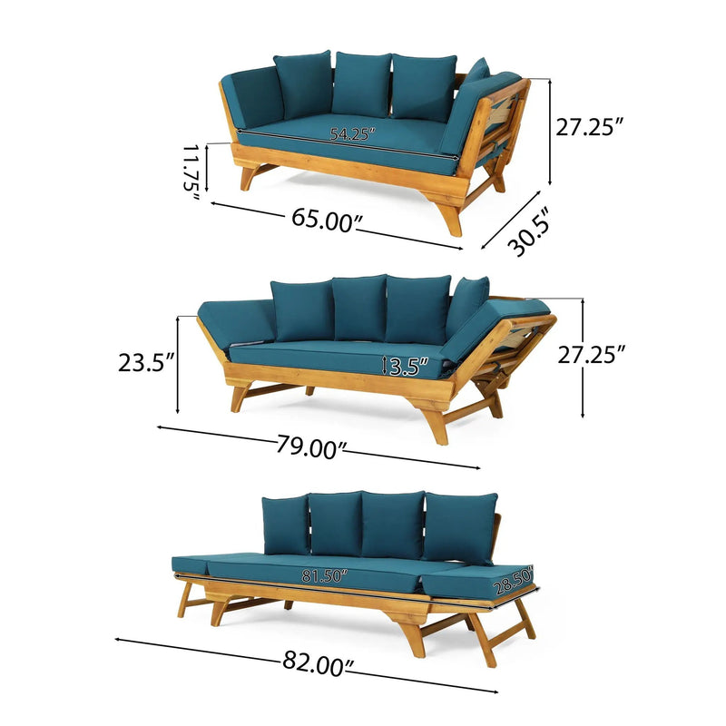 Outdoor Acacia Wood Expandable Daybed With Cushions by HouseOfZazla