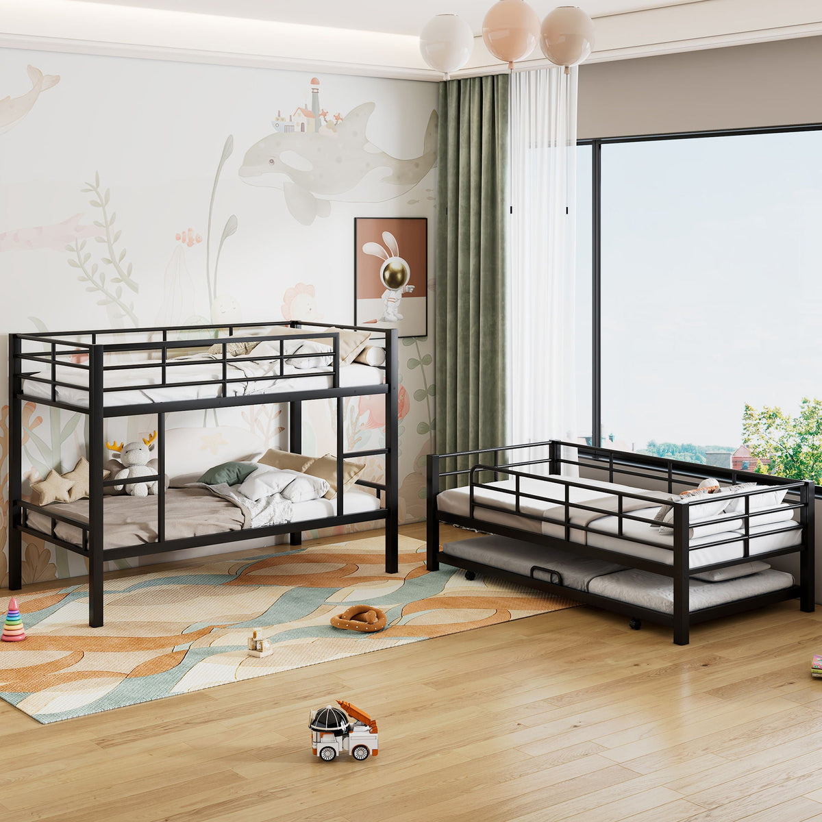 Triple Twin Bunk Bed with Trundle - Heavy Duty Steel Construction, photo 13 of 24