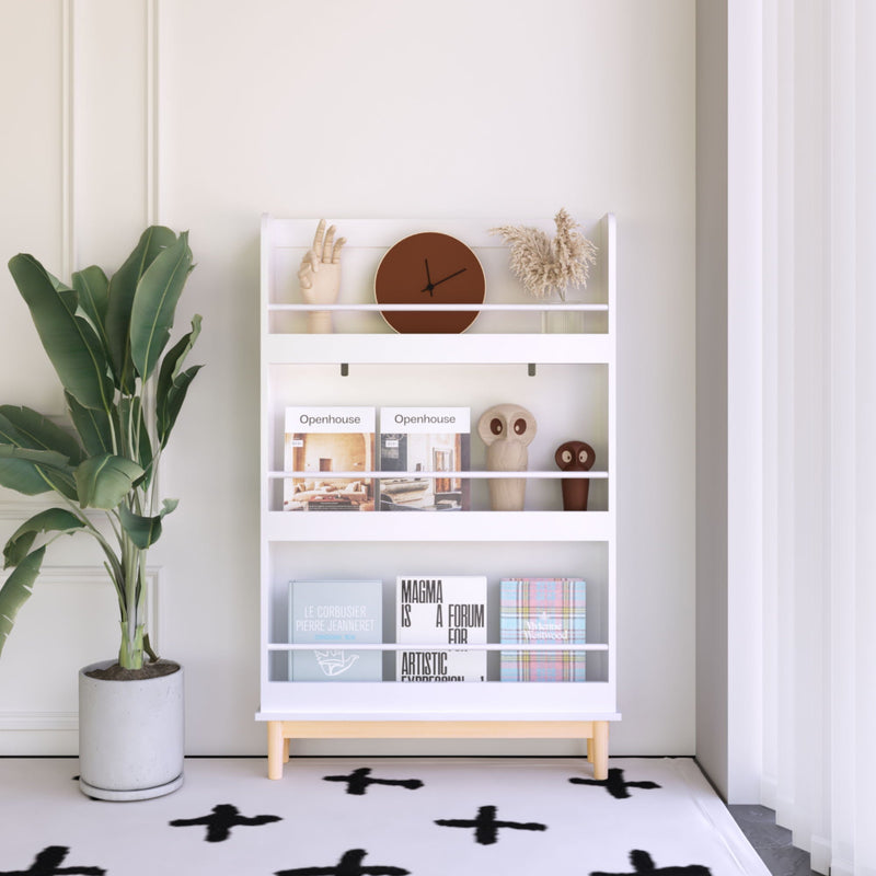 Wall Mounted Bookshelf with 3 Front Display Shelves - White, photo 3 of 4