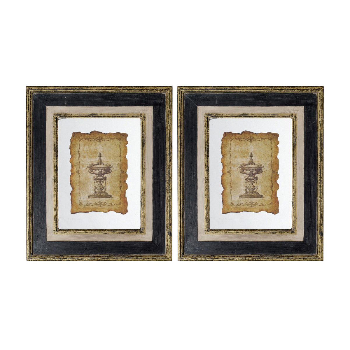 Framed Antiqued Sculpture Print with Wood Frame - Light Brown, photo 2 of 6
