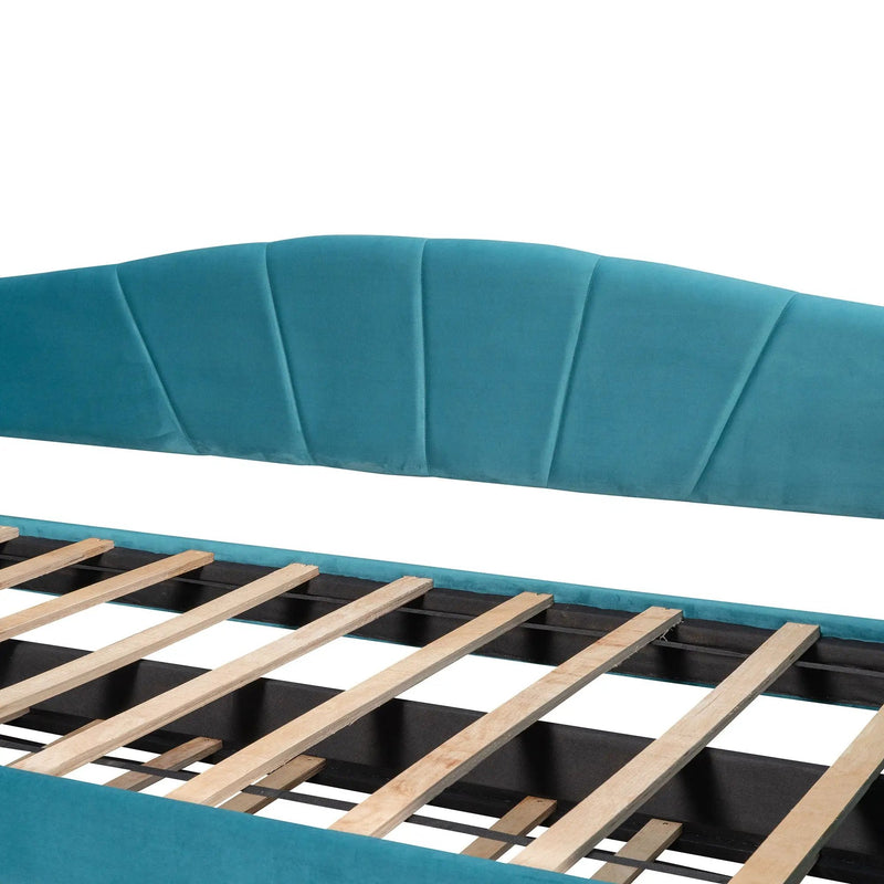 Upholstered Daybed Sofa Bed With Trundle Bed And Wood Slat