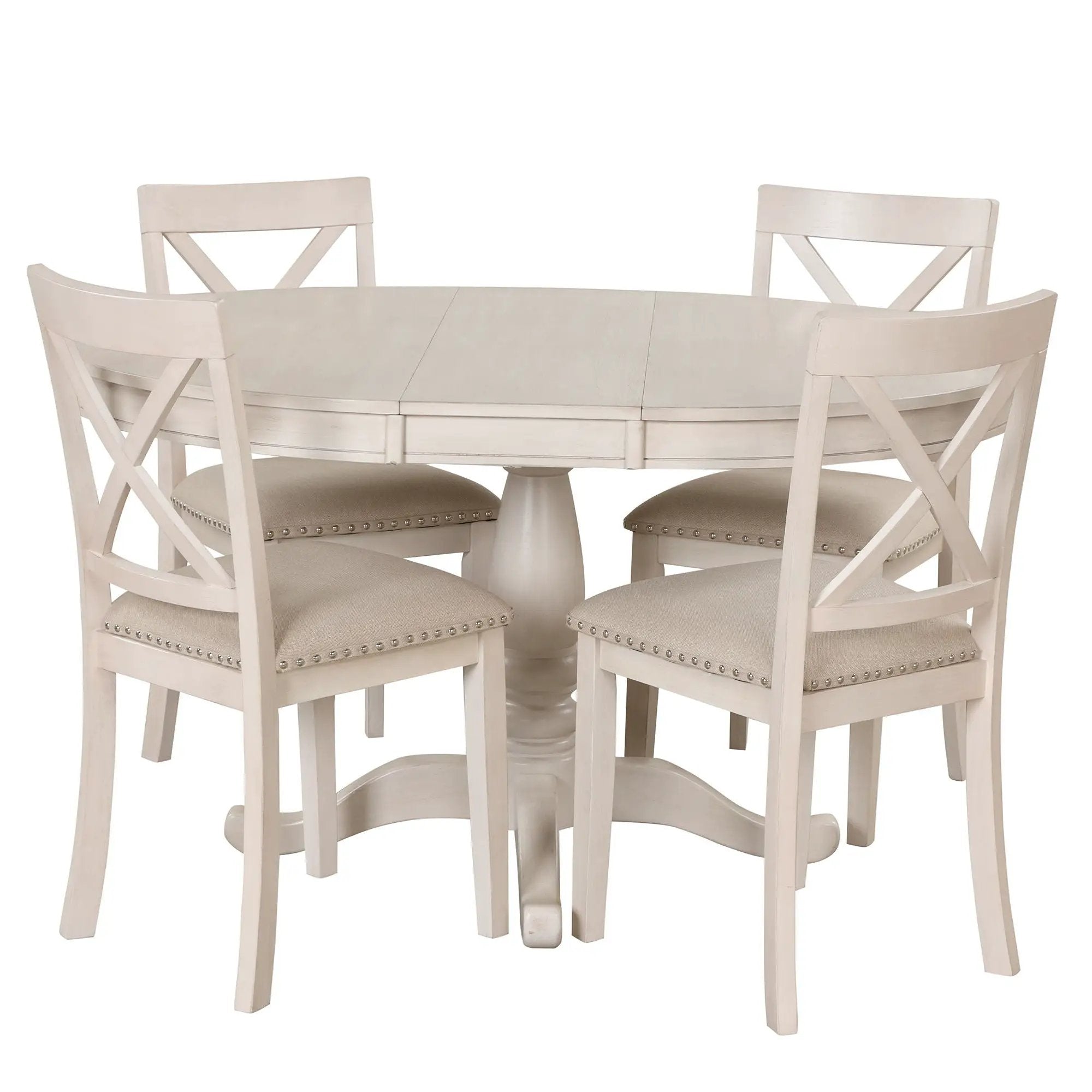 Modern Dining Table Set For 4, Round Table And 4 Kitchen Room Chairs, 5 Piece Kitchen Table Set For Dining Room, Dinette, Breakfast Nook by HouseOfZazla