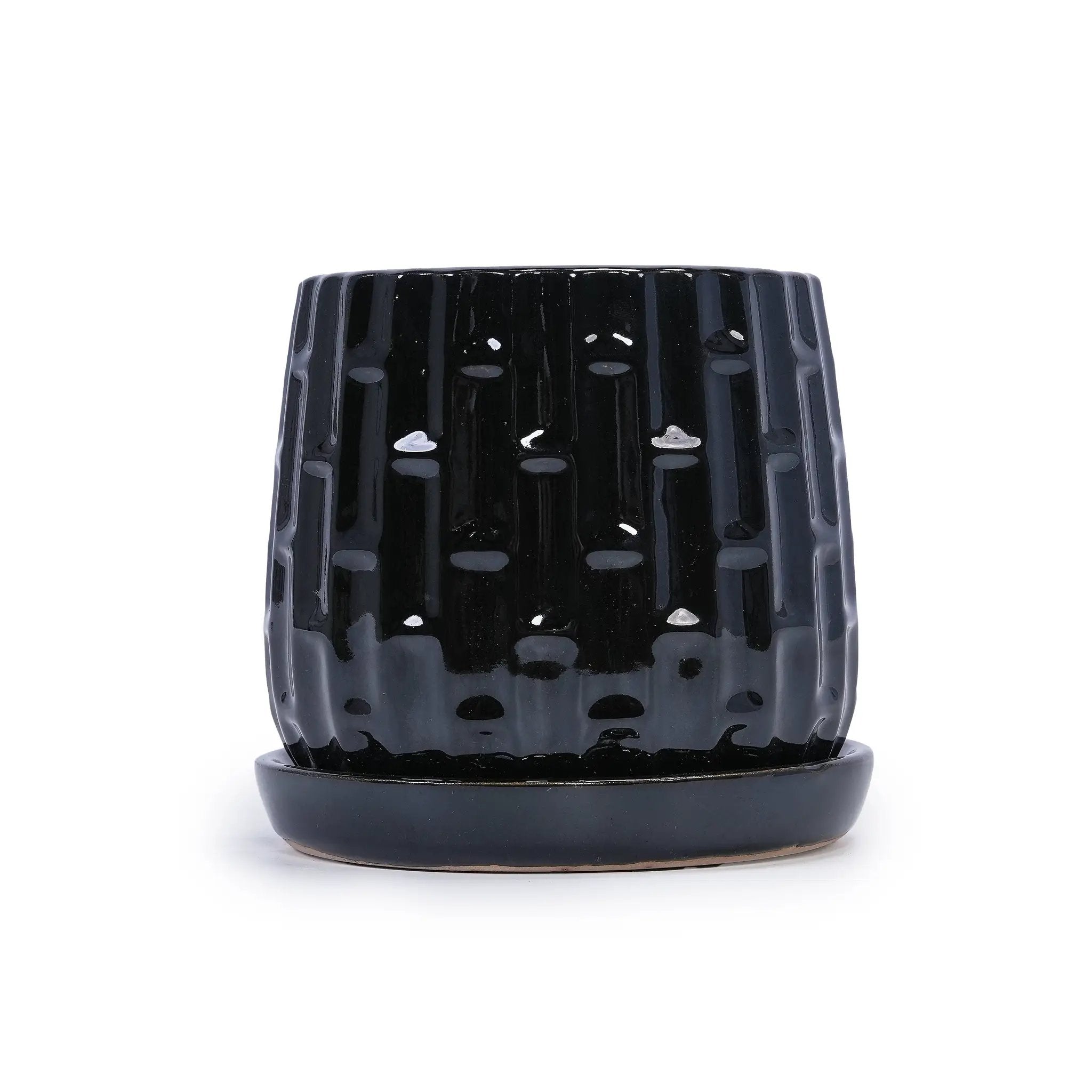 Handmade Ceramic Flower Pot with Groove Pattern by HouseOfZazla