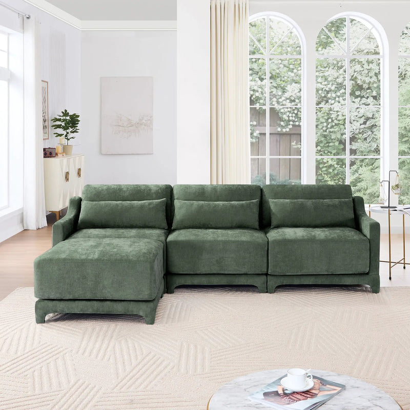 Stylish Sofa With Ottoman And Lumbar Pillows, Ergonomic Design by Unique Piece Furniture